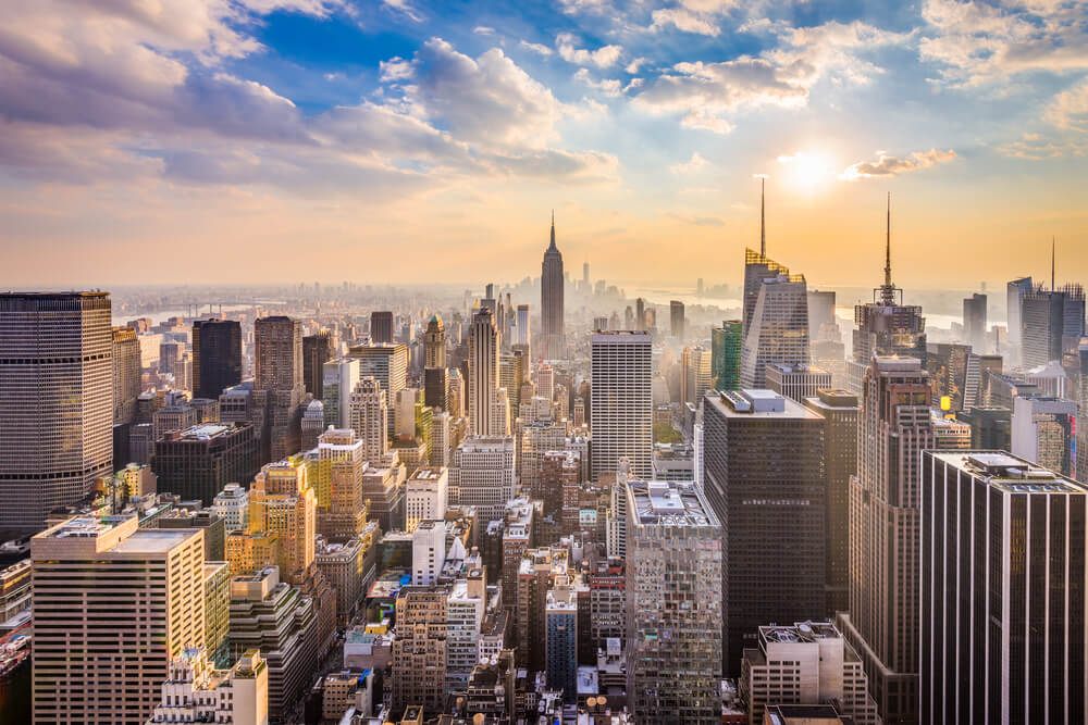 Ney York City Skyline at sunset